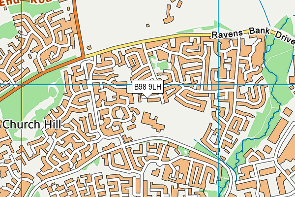 B98 9LH map - OS VectorMap District (Ordnance Survey)
