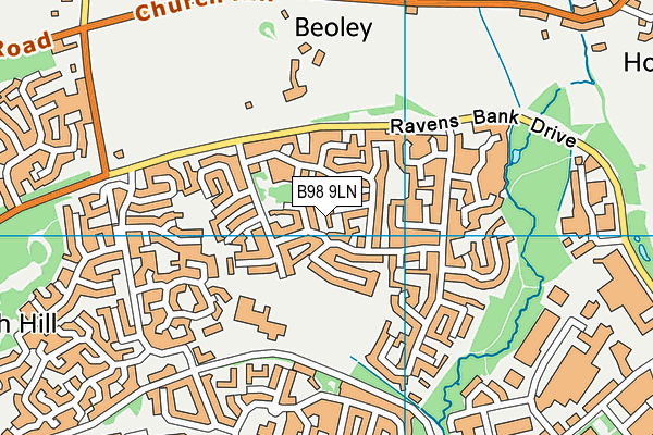 B98 9LN map - OS VectorMap District (Ordnance Survey)