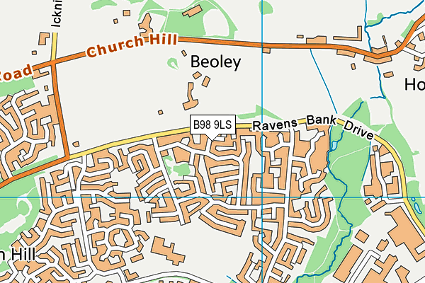 B98 9LS map - OS VectorMap District (Ordnance Survey)