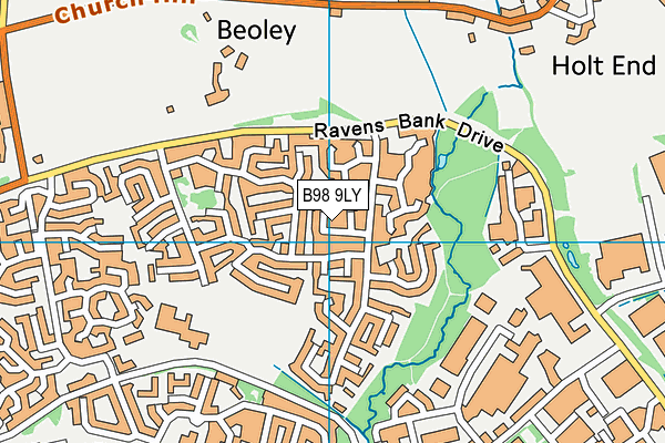 B98 9LY map - OS VectorMap District (Ordnance Survey)