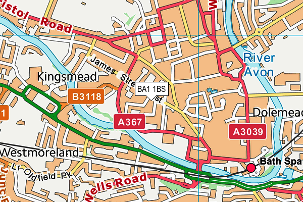 BA1 1BS map - OS VectorMap District (Ordnance Survey)