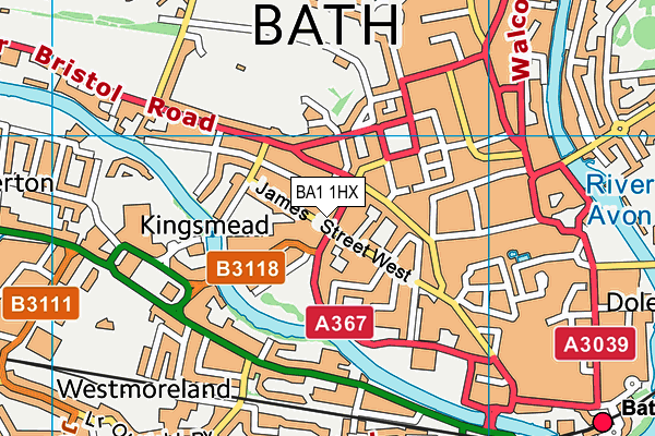 BA1 1HX map - OS VectorMap District (Ordnance Survey)