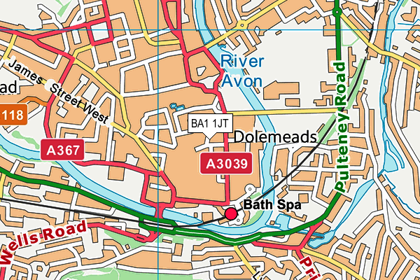 Anytime Fitness (Bath Central) map (BA1 1JT) - OS VectorMap District (Ordnance Survey)