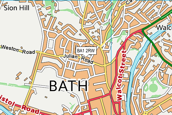 BA1 2RW map - OS VectorMap District (Ordnance Survey)