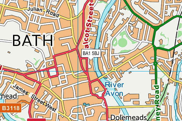 Hilton Hotel Bath City map (BA1 5BJ) - OS VectorMap District (Ordnance Survey)