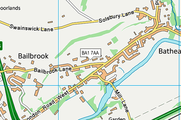 BA1 7AA map - OS VectorMap District (Ordnance Survey)