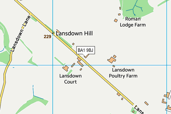 Lansdown Playing Field (South) map (BA1 9BJ) - OS VectorMap District (Ordnance Survey)