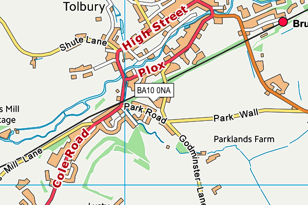 Bruton Jubilee Park map (BA10 0NA) - OS VectorMap District (Ordnance Survey)