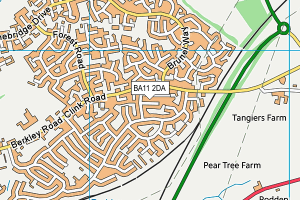 BA11 2DA map - OS VectorMap District (Ordnance Survey)