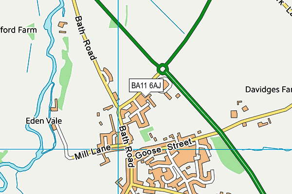 BA11 6AJ map - OS VectorMap District (Ordnance Survey)