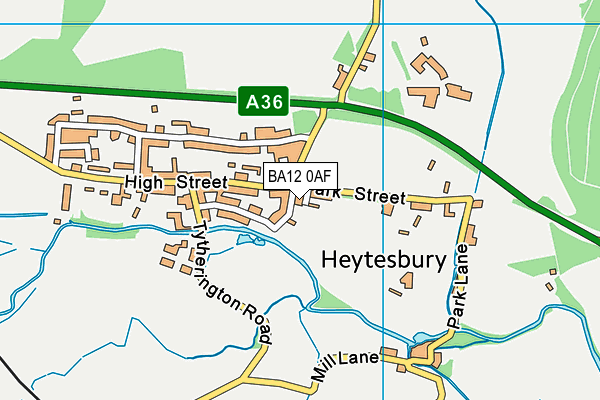 BA12 0AF map - OS VectorMap District (Ordnance Survey)