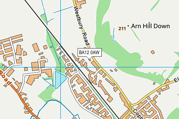 BA12 0AW map - OS VectorMap District (Ordnance Survey)