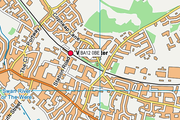 BA12 0BE map - OS VectorMap District (Ordnance Survey)