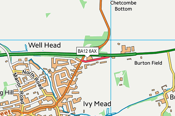 BA12 6AX map - OS VectorMap District (Ordnance Survey)