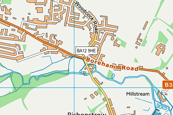 BA12 9HE map - OS VectorMap District (Ordnance Survey)