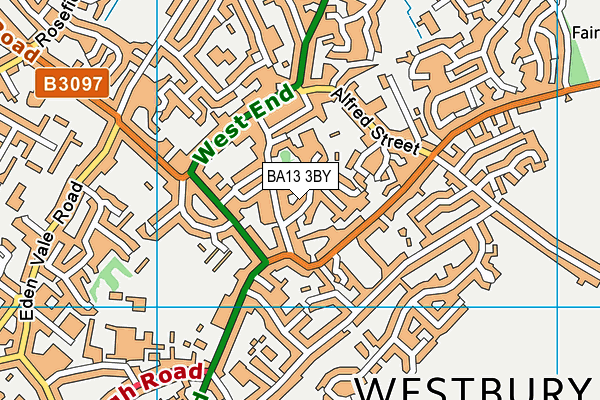 Westbury Swimming Pool map (BA13 3BY) - OS VectorMap District (Ordnance Survey)
