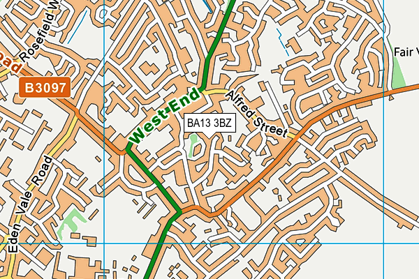 BA13 3BZ map - OS VectorMap District (Ordnance Survey)