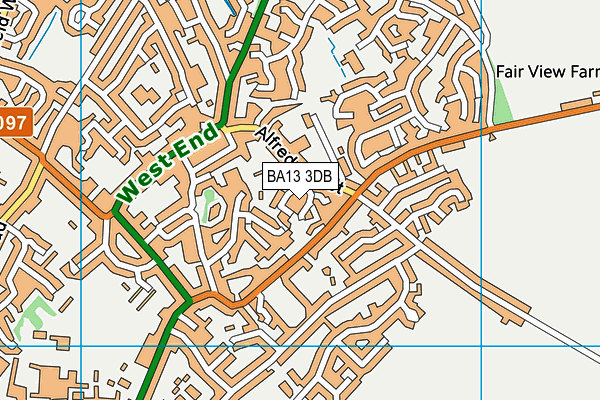BA13 3DB map - OS VectorMap District (Ordnance Survey)