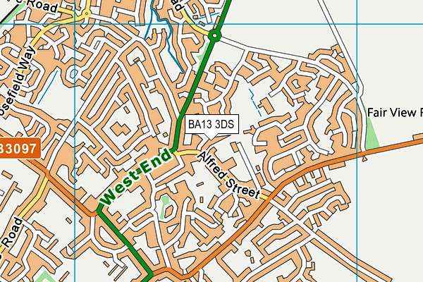 BA13 3DS map - OS VectorMap District (Ordnance Survey)
