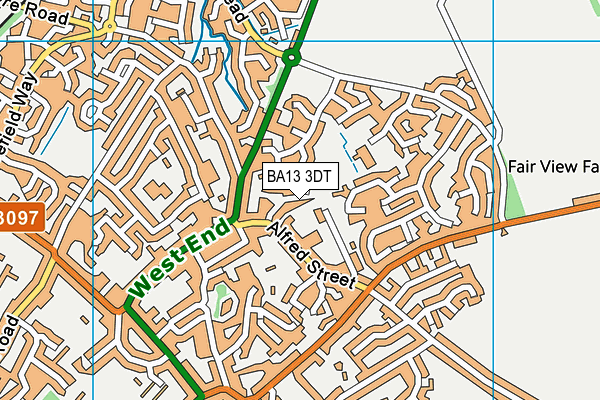 BA13 3DT map - OS VectorMap District (Ordnance Survey)