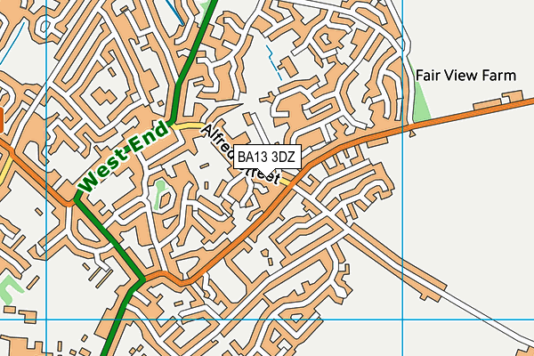 BA13 3DZ map - OS VectorMap District (Ordnance Survey)