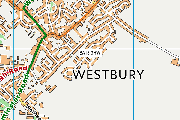 BA13 3HW map - OS VectorMap District (Ordnance Survey)