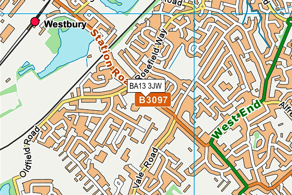 BA13 3JW map - OS VectorMap District (Ordnance Survey)