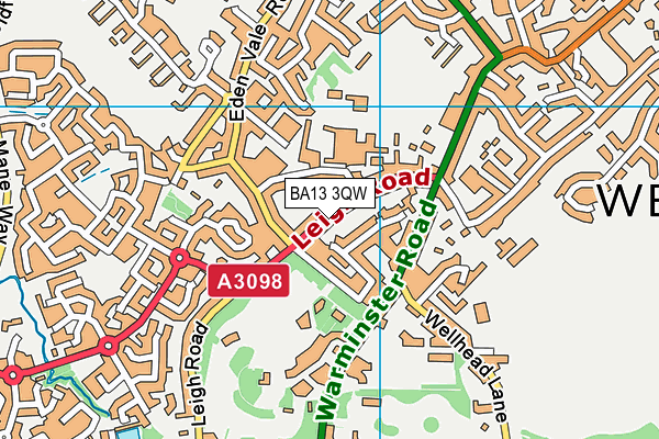 BA13 3QW map - OS VectorMap District (Ordnance Survey)