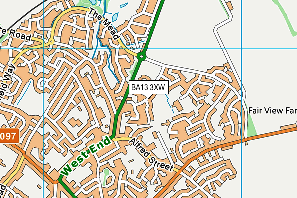 BA13 3XW map - OS VectorMap District (Ordnance Survey)