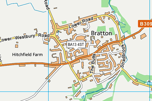 BA13 4ST map - OS VectorMap District (Ordnance Survey)