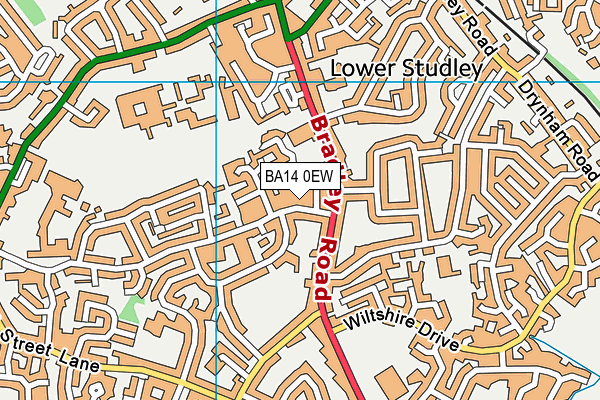 BA14 0EW map - OS VectorMap District (Ordnance Survey)