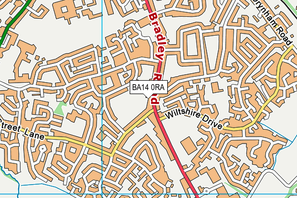 BA14 0RA map - OS VectorMap District (Ordnance Survey)