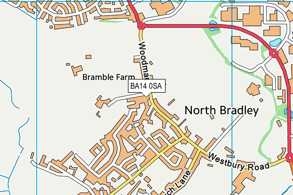 Map of THE RISING SUN, NORTH BRADLEY LTD at district scale