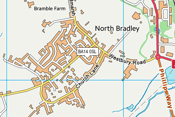 North Bradley Peace Memorial Trust Recreation Ground map (BA14 0SL) - OS VectorMap District (Ordnance Survey)