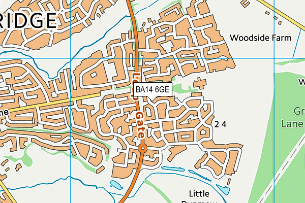 BA14 6GE map - OS VectorMap District (Ordnance Survey)