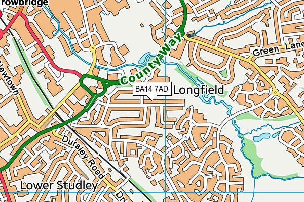 BA14 7AD map - OS VectorMap District (Ordnance Survey)