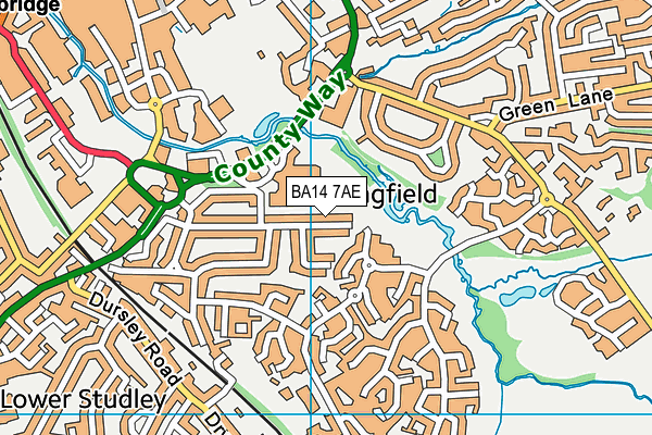 BA14 7AE map - OS VectorMap District (Ordnance Survey)