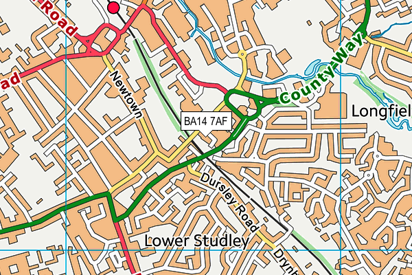 BA14 7AF map - OS VectorMap District (Ordnance Survey)