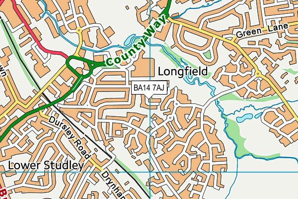 BA14 7AJ map - OS VectorMap District (Ordnance Survey)