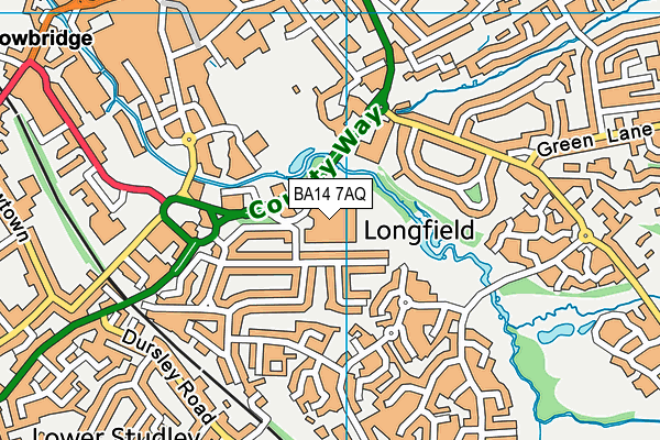 BA14 7AQ map - OS VectorMap District (Ordnance Survey)