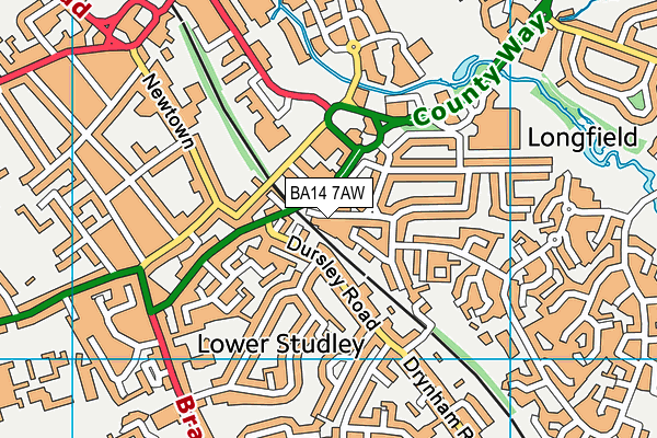 BA14 7AW map - OS VectorMap District (Ordnance Survey)