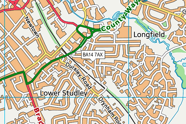 BA14 7AX map - OS VectorMap District (Ordnance Survey)