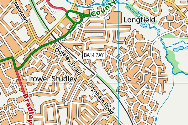 BA14 7AY map - OS VectorMap District (Ordnance Survey)