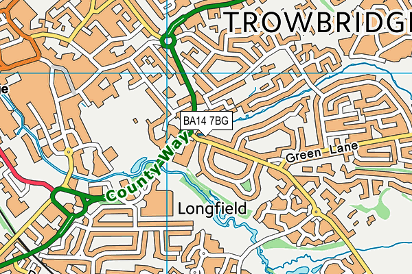 BA14 7BG map - OS VectorMap District (Ordnance Survey)