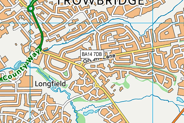 BA14 7DB map - OS VectorMap District (Ordnance Survey)