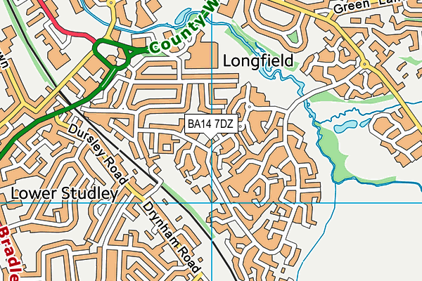 BA14 7DZ map - OS VectorMap District (Ordnance Survey)