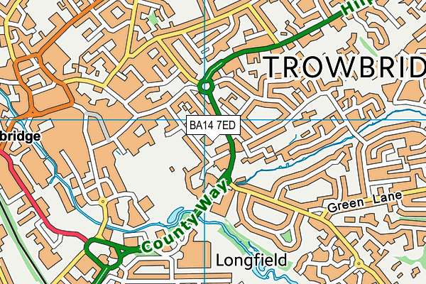 BA14 7ED map - OS VectorMap District (Ordnance Survey)