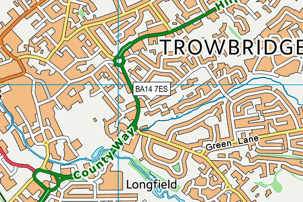 BA14 7ES map - OS VectorMap District (Ordnance Survey)