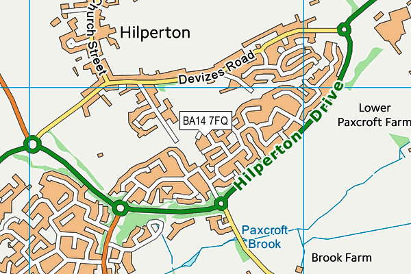 BA14 7FQ map - OS VectorMap District (Ordnance Survey)