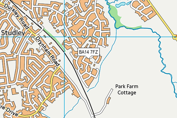 BA14 7FZ map - OS VectorMap District (Ordnance Survey)